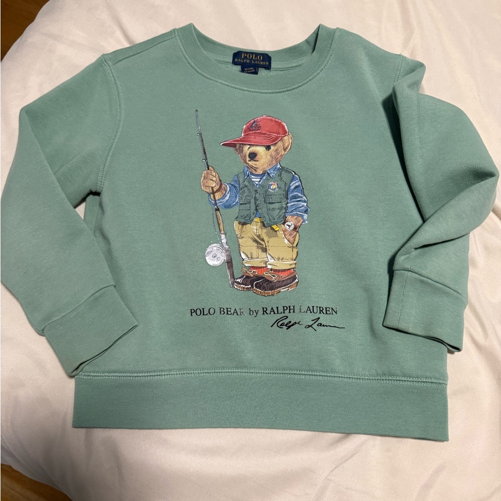 Polo by Ralph Lauren Polo Bear Kids Sweatshirt with Bear Fishing Design sz 4t